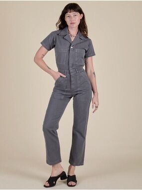 NEW Big Bud Press Gray Short-Sleeve Utility Jumpsuit